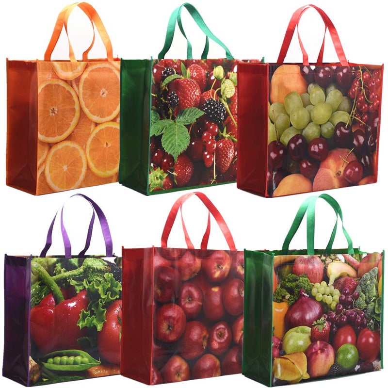 FENELY Reusable Grocery Bags Shopping Foldable Large Tote Bags Heavy Duty,Washable Bulk Bags with Handles and Eco-Friendly Ripstop Waterproof Material, Fruit Recycle Gift Bags 18.3inX15.7inX6.7in (XL) - Image 1